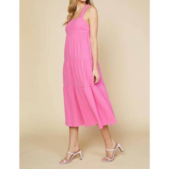 NEW SKIES ARE BLUE cross back tiered maxi dress in pink - Picture 2 of 4
